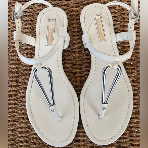 BCBG Generation Funky Leather Thong‎ Sandals White Size 7.5M - Picture 3 of 10